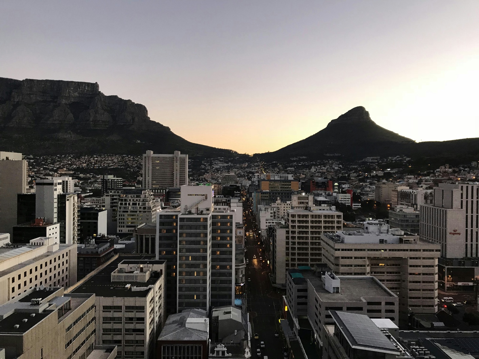The Cape Town City Bowl at golden hour