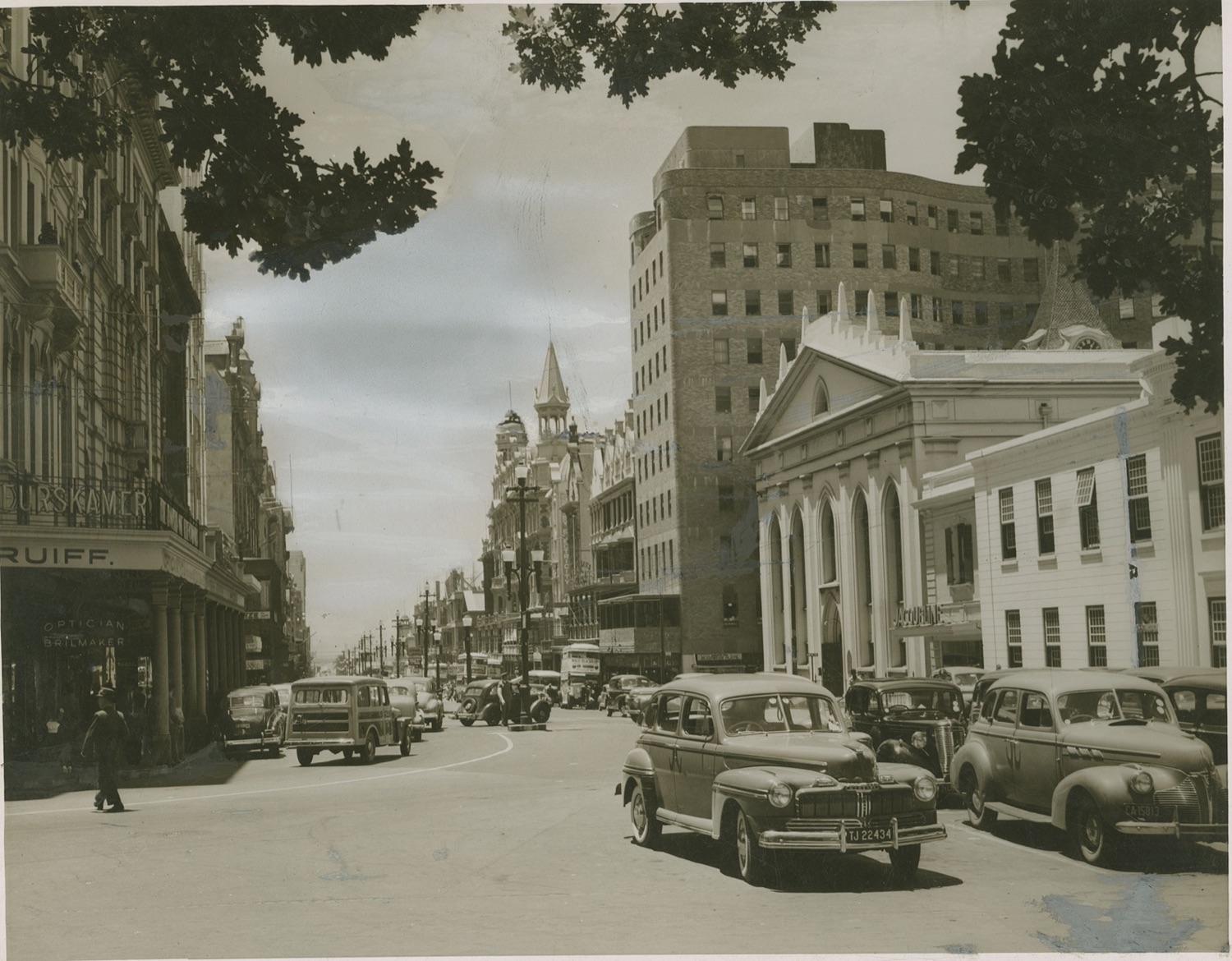 Adderley Street with period cars, 1955